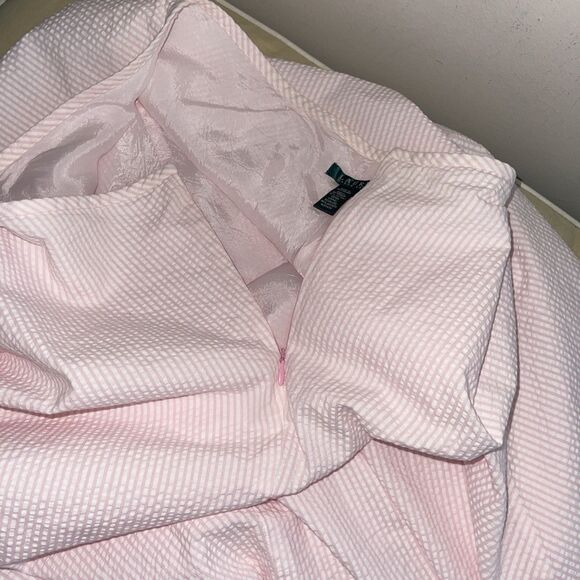 Vintage Ralph Lauren Size 12 Pink Seersucker flare flowing Skirt - Picture 6 of 11